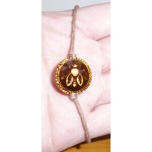 Child Size Hawaiian Friendship Bracelet Brown Bumble Bee Bead Charm Double Sided